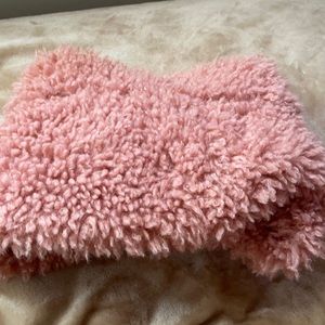 Pink fluffy infinity shawl